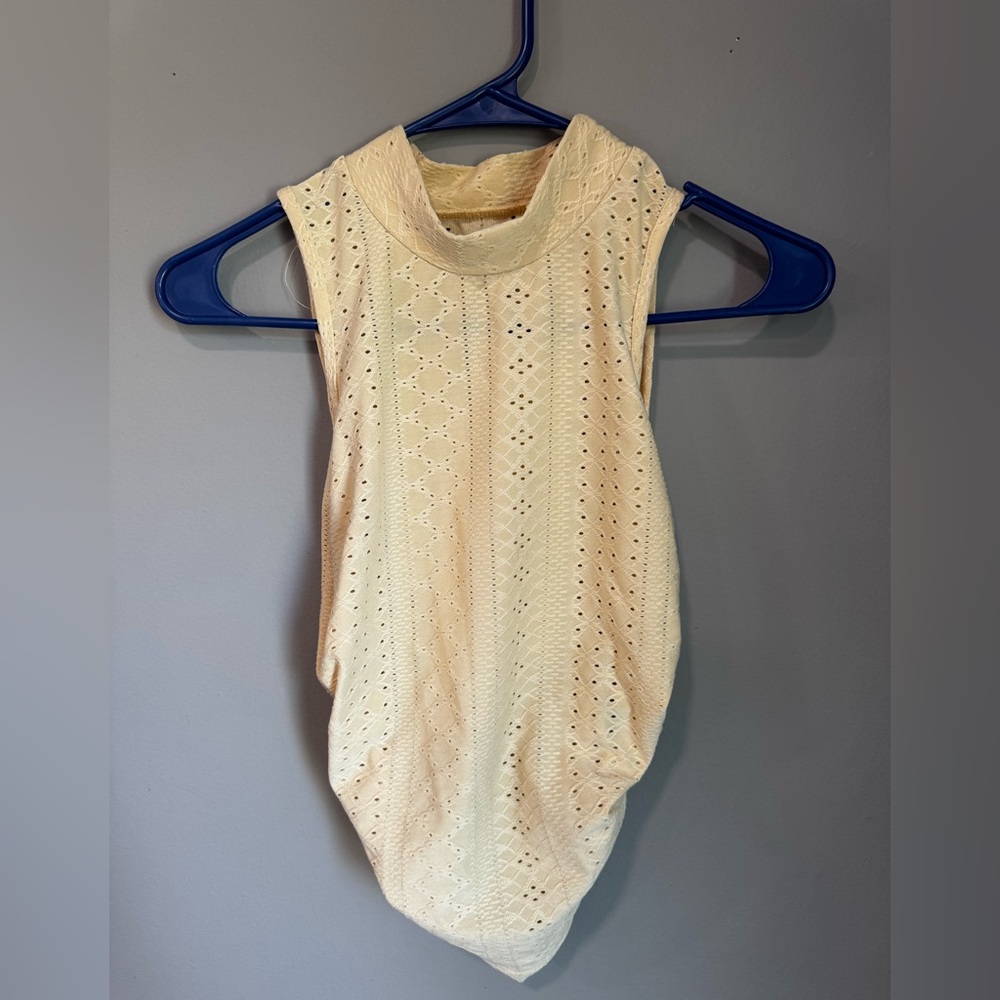 Cream Sleeveless Lace Top
